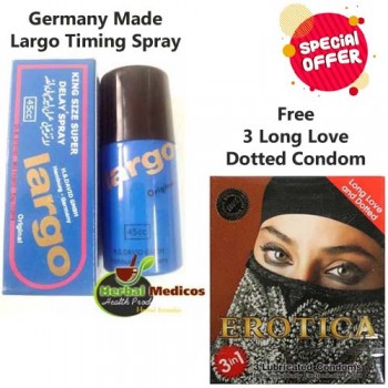 Largo Spray with 3 Long Love Dotted Condom